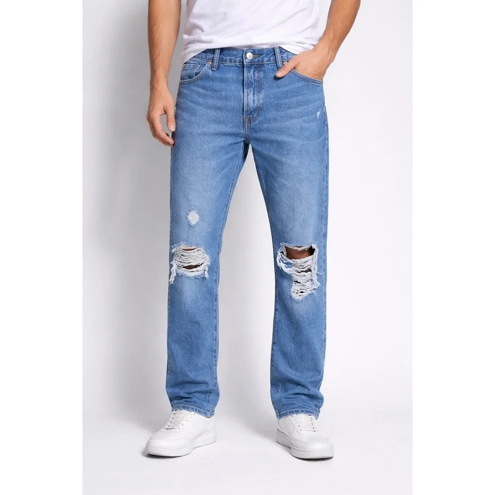 Levis 501 Distressed Light Wash Button Fly Jeans Men's 36x34